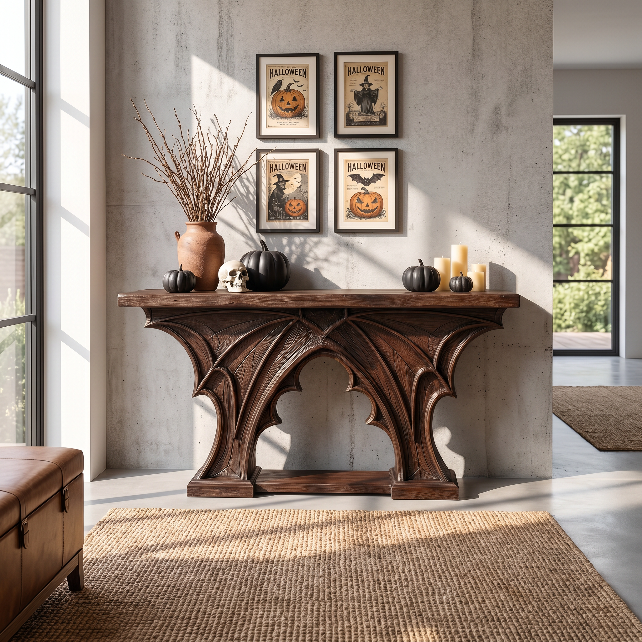 Rustic Console Table Handcrafted Live Edge Design For Hallway - view 3 of 8