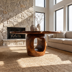 Organic Foyer Table With Sculptural Open Pedestal Base For Hallway - view 3 of 8