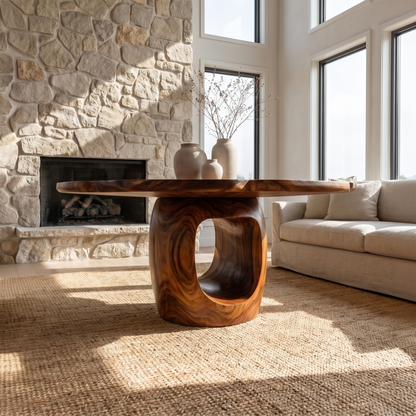 Organic Foyer Table With Sculptural Open Pedestal Base For Hallway - view 3 of 8