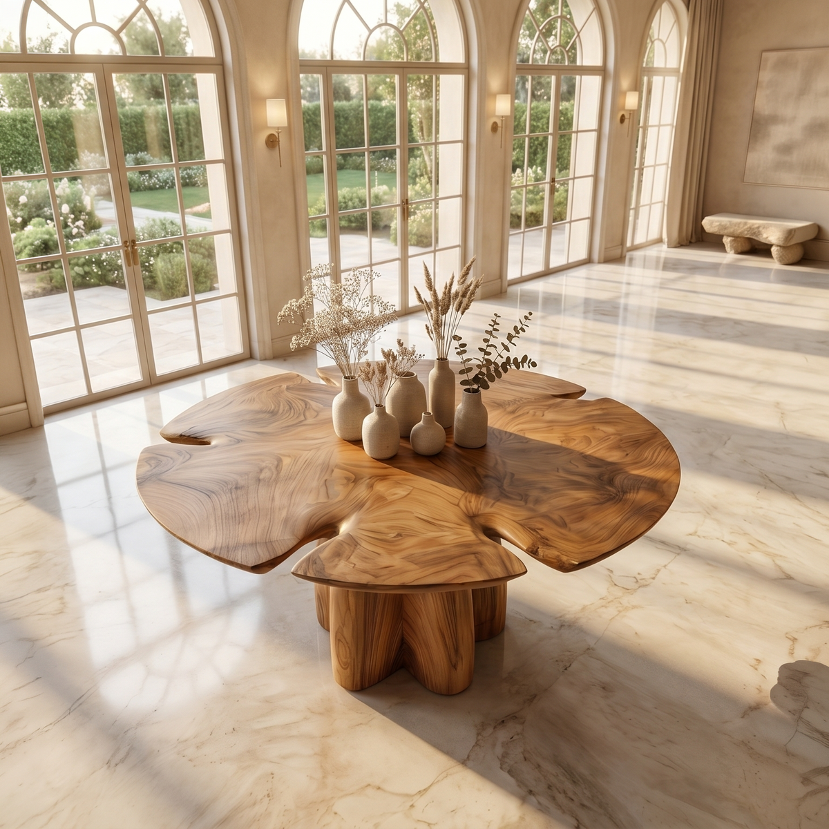 Modern Foyer Table With Sculptural Solid Wood Pedestal Base For Entryway And Hallway - view 2 of 8