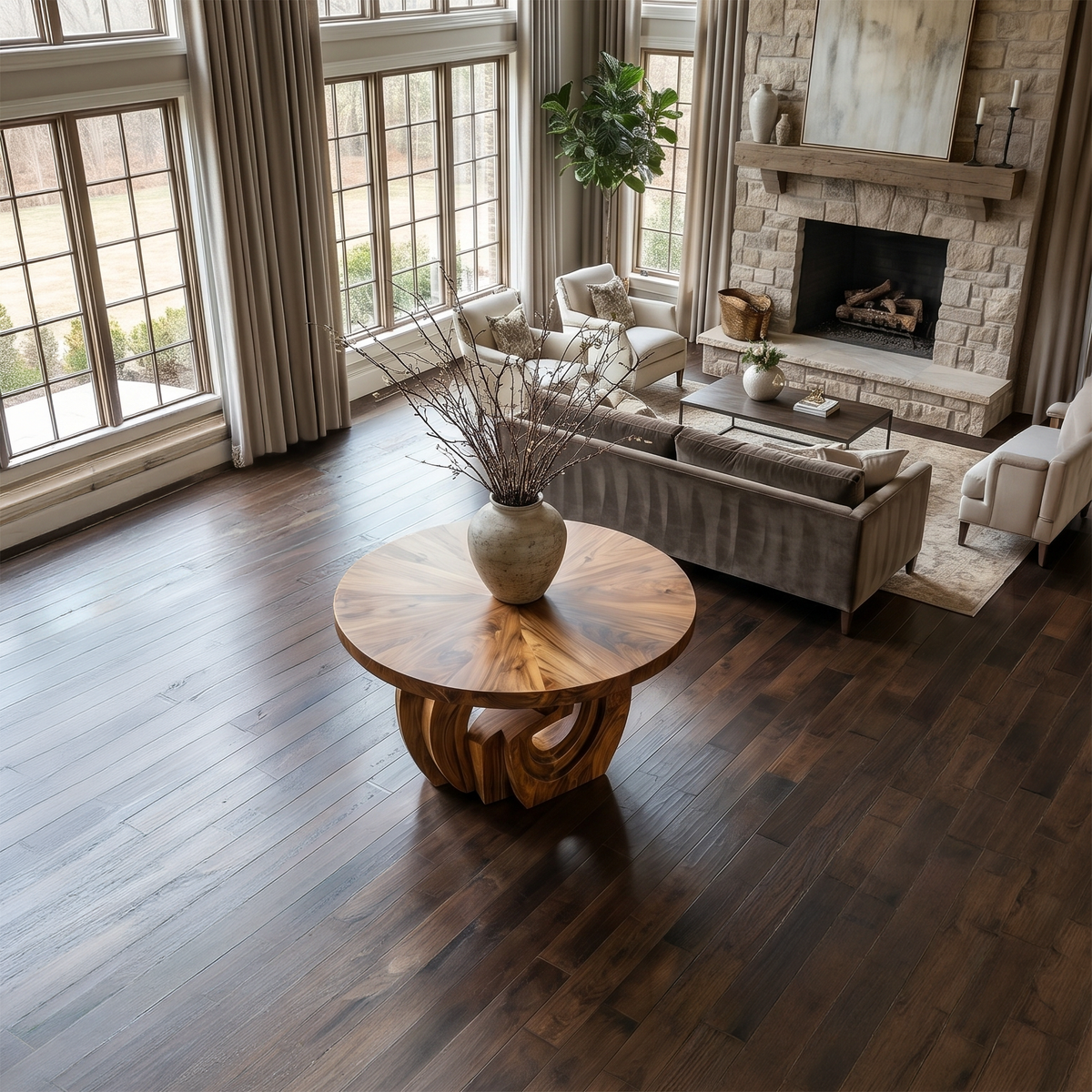 Rustic Foyer Table With Sculptural Ring Pedestal Base For Entryway And Hallway - view 2 of 8