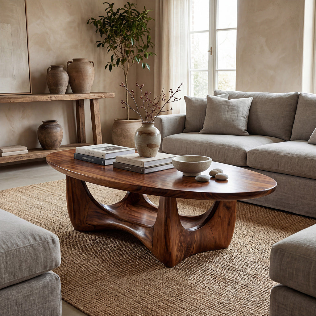 Round Sculptural Coffee Table With Open Pedestal Base - view 7 of 8