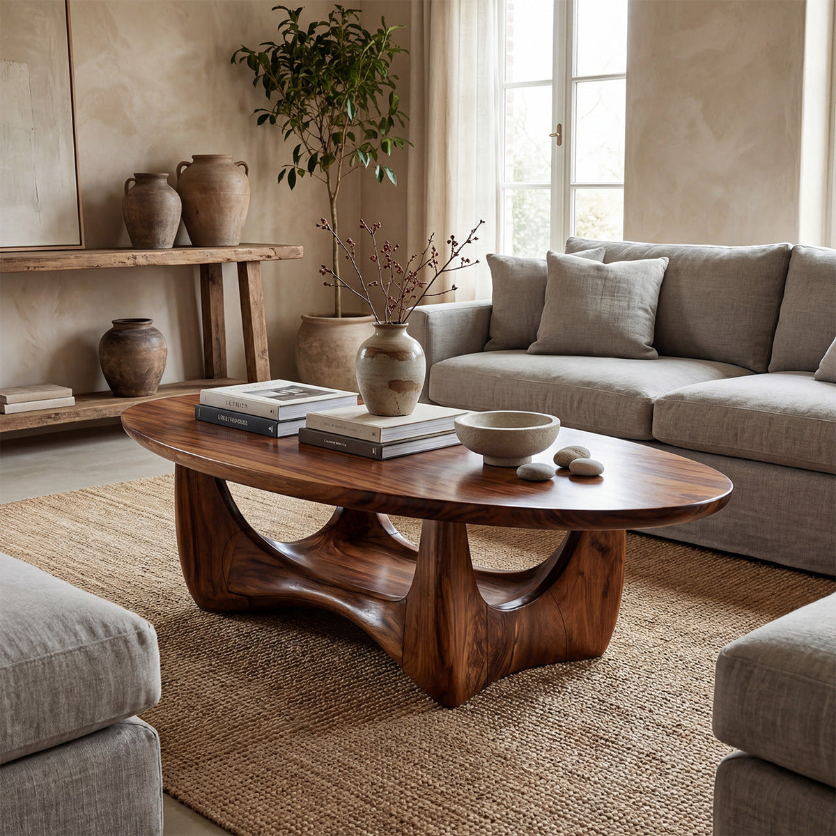 Round Sculptural Coffee Table With Open Pedestal Base - view 7 of 8