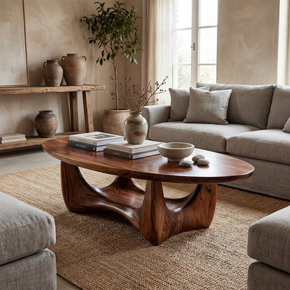 Round Sculptural Coffee Table With Open Pedestal Base - view 7 of 8