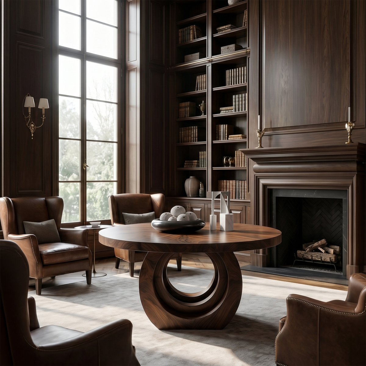 Contemporary Round Foyer Table With Sculptural Open Ring Base For Entryway And Hallway - view 3 of 8