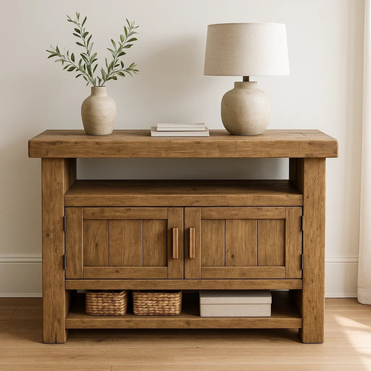 Solid Wood Console Table with Storage and Open Shelf - view 1 of 9