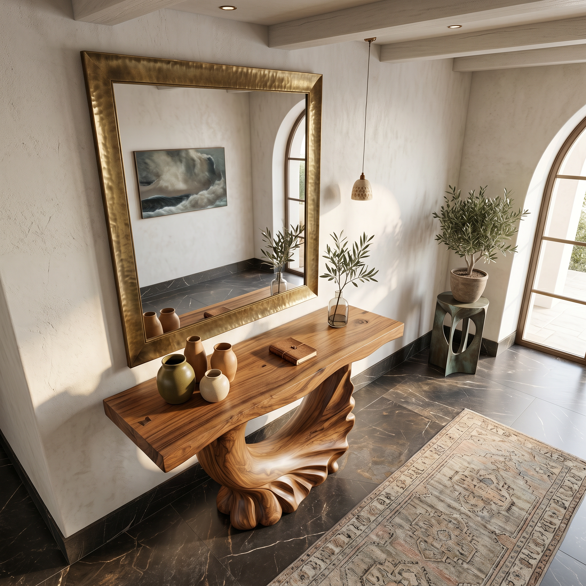Modern Console Table With Ring Form Pedestal Base For Living Room - view 2 of 8