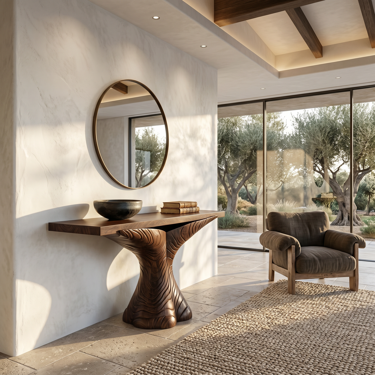 Organic Console Table With Sculptural Ribbon Form For Entryway - view 2 of 8