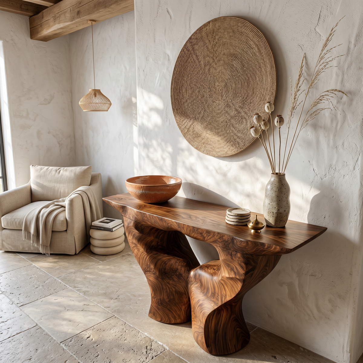 Organic Console Table With Artistic Nature Inspired Design For Living Room - view 3 of 8