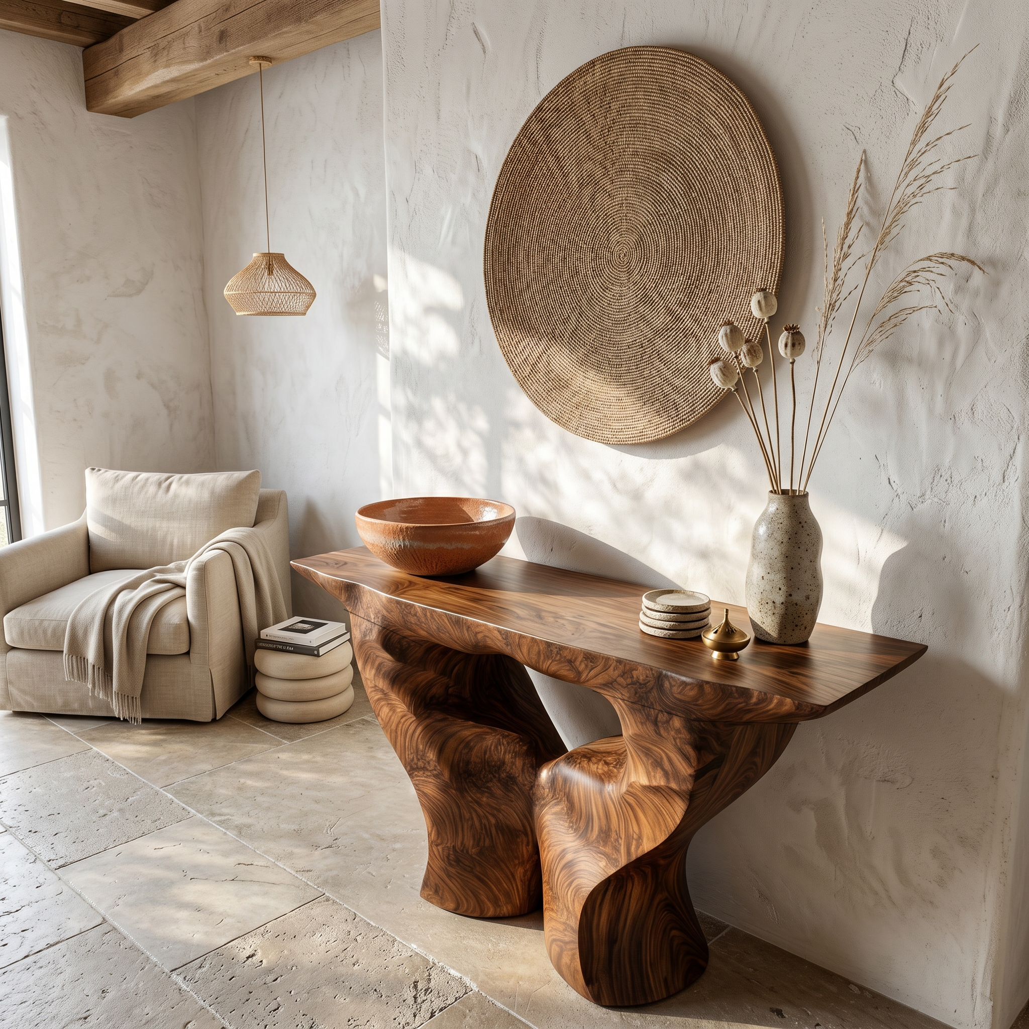 Organic Console Table With Artistic Nature Inspired Design For Living Room - view 3 of 8