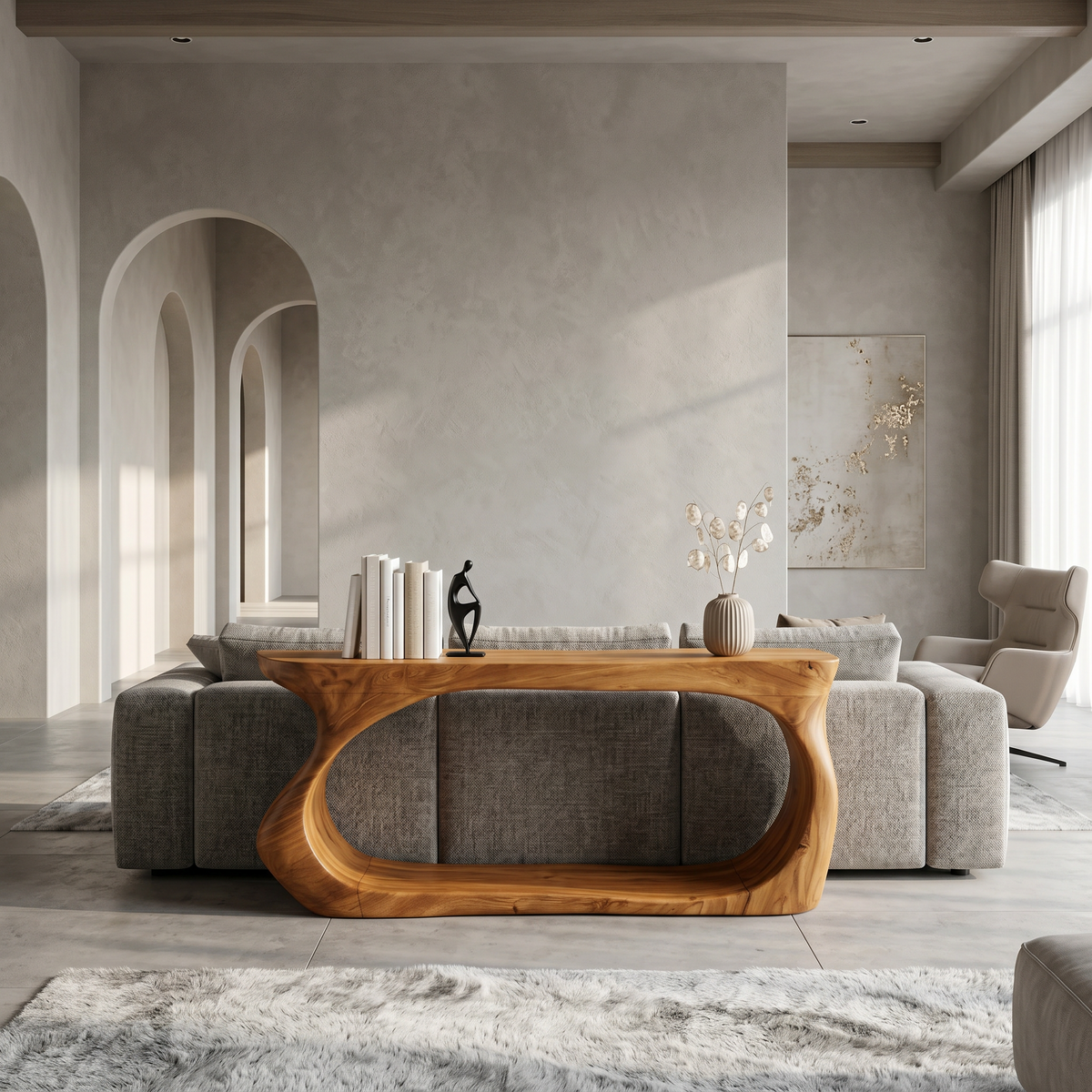 Modern Console Table With Sculptural Circular Form For Entryway - view 2 of 8