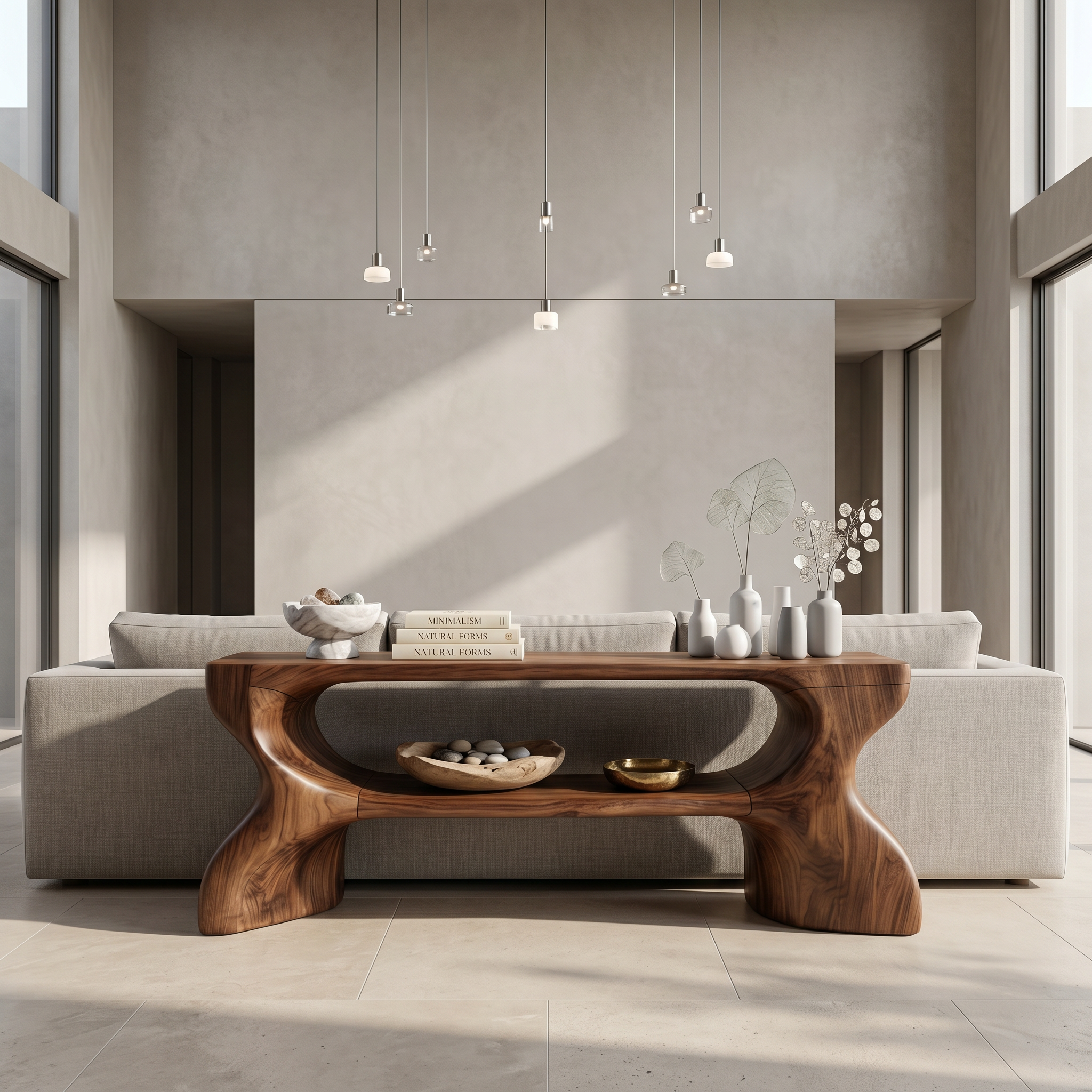 Contemporary Console Table With Architectural Curved Design For Entryway - view 3 of 8