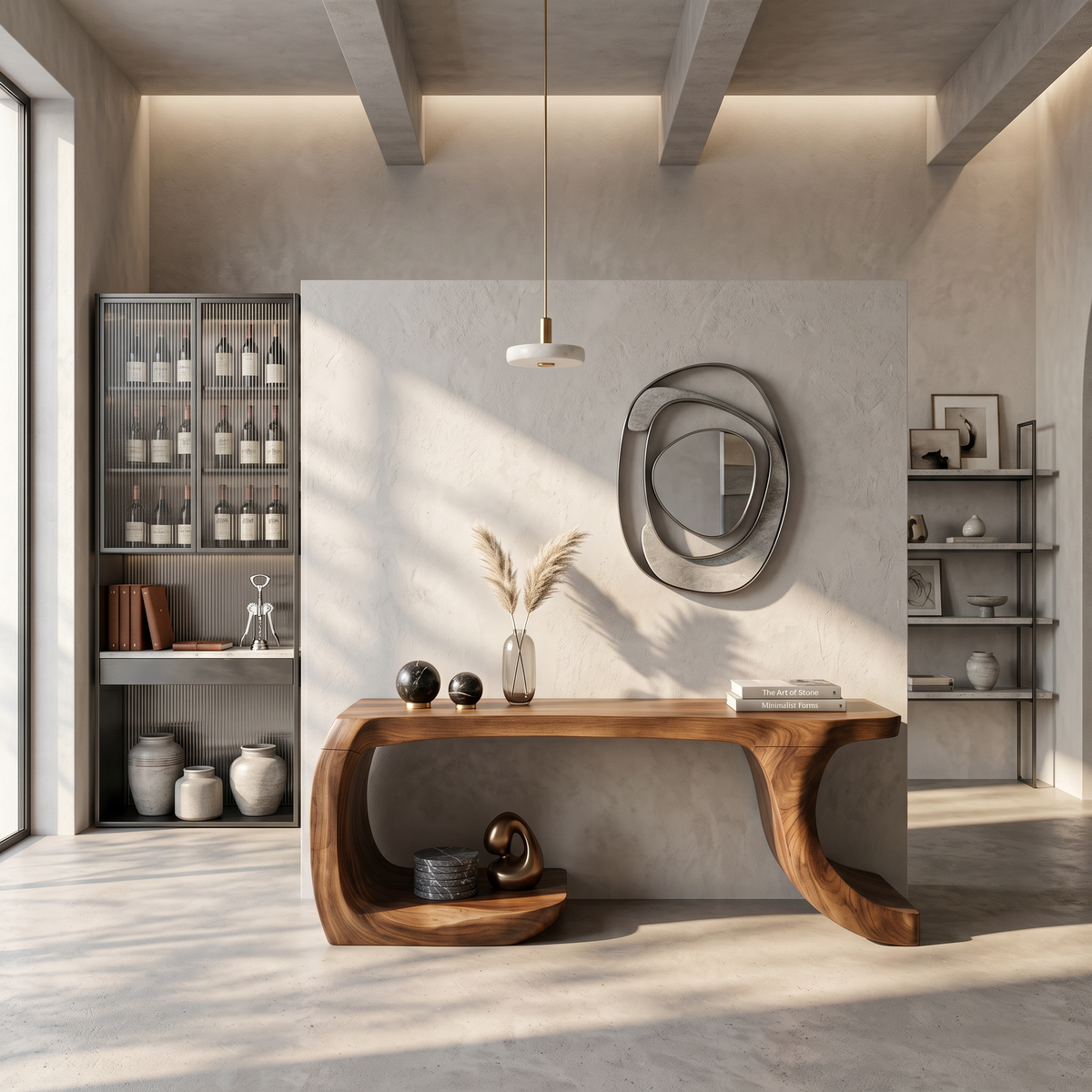 Modern Console Table With Organic Geometric Form For Hallway - view 3 of 8