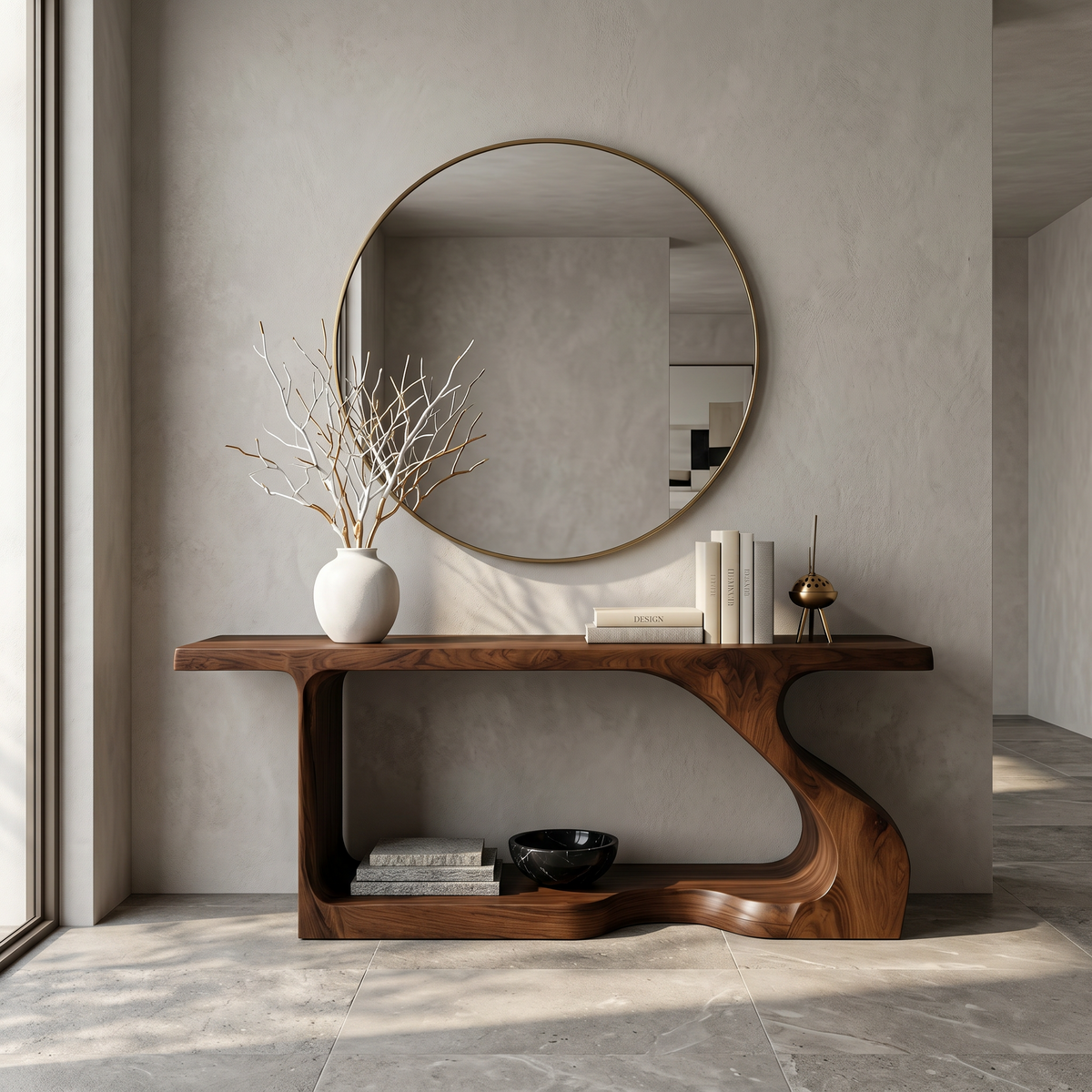 Modern Console Table With Sculptural Curved Form For Entryway - view 2 of 8