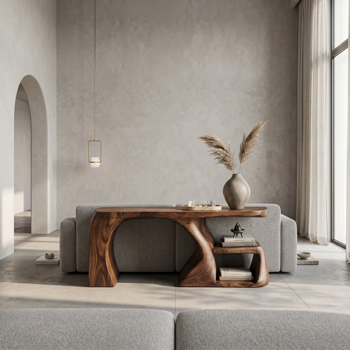 Modern Console Table With Architectural Curved Design For Entryway - view 3 of 8