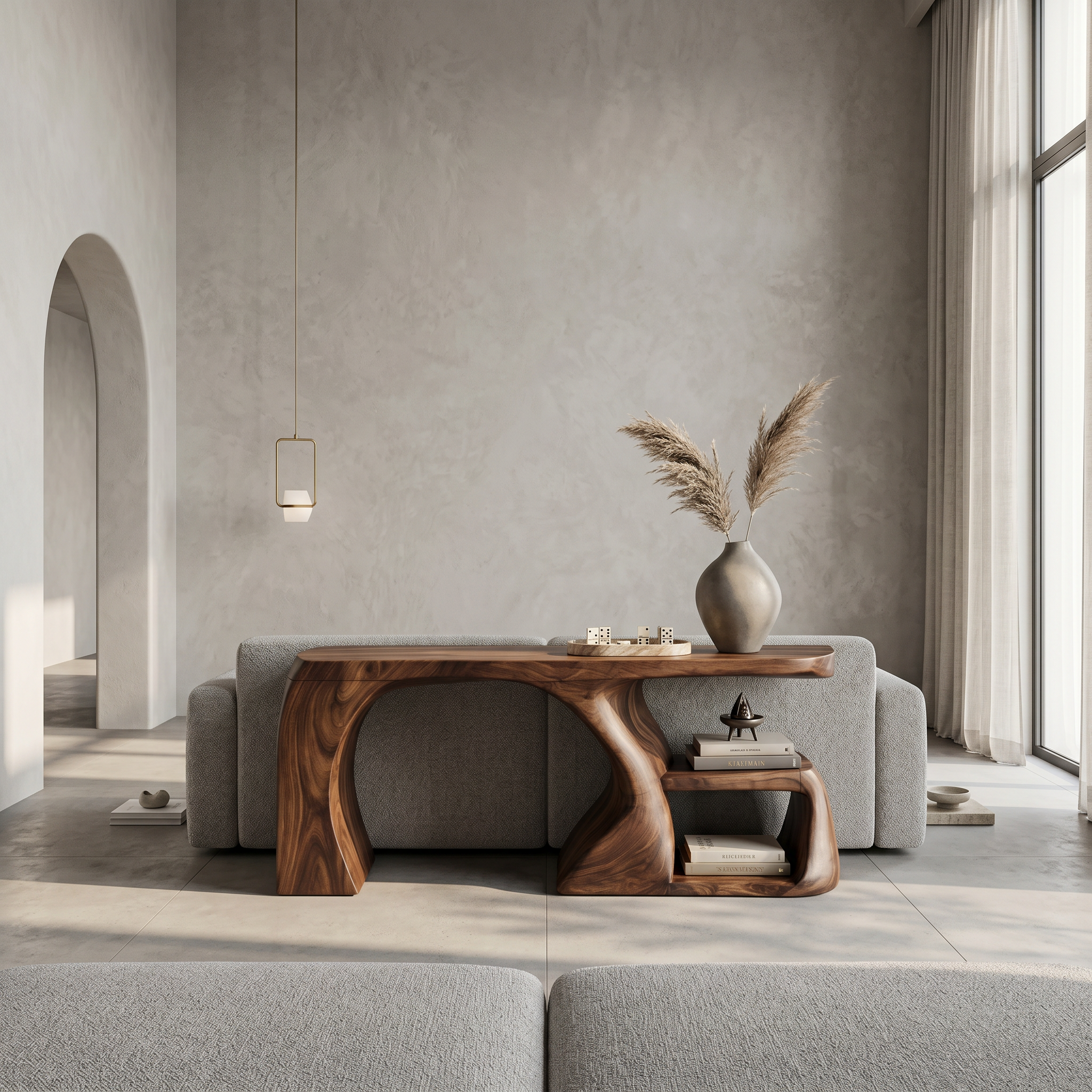 Modern Console Table With Architectural Curved Design For Entryway - view 3 of 8