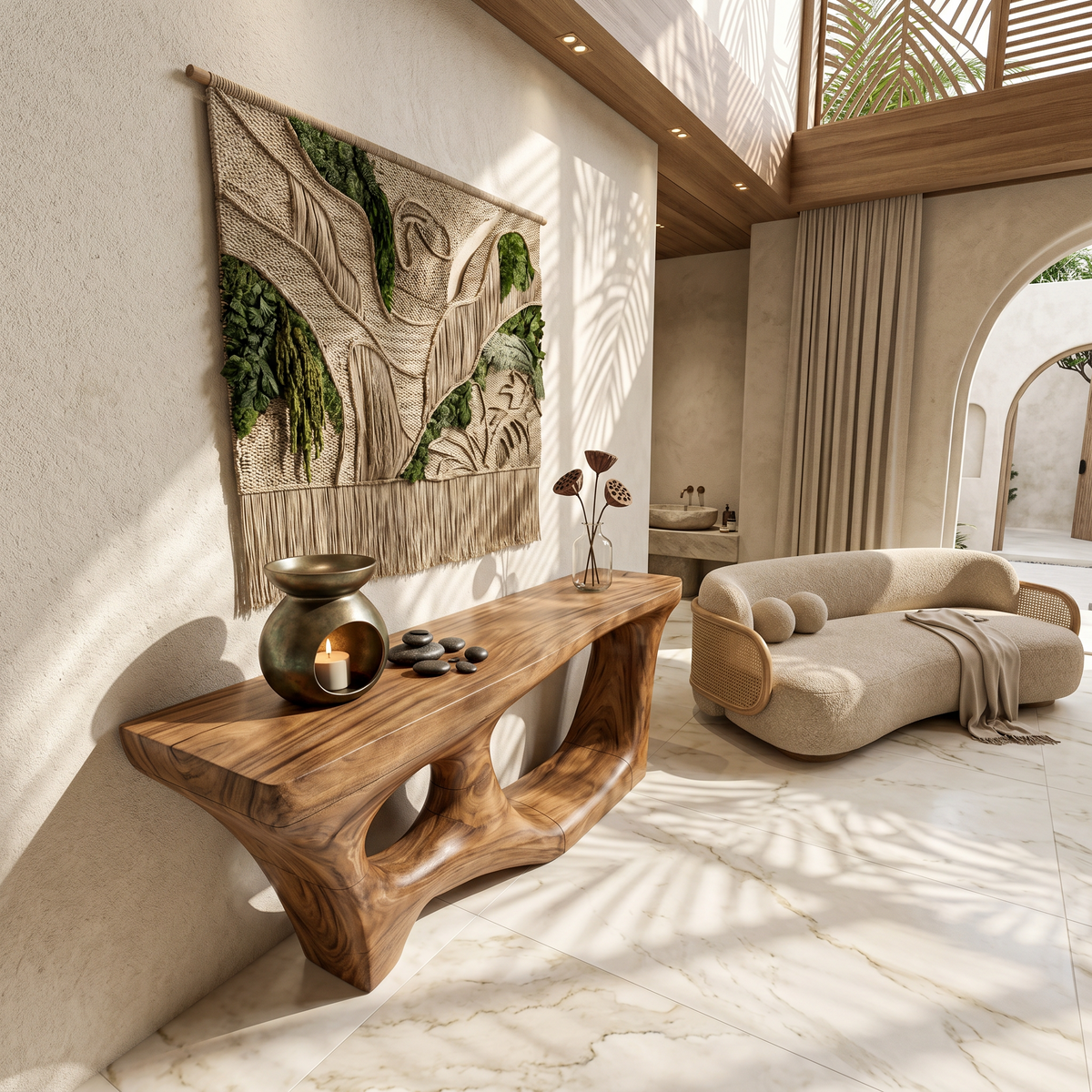 Contemporary Console Table With Sculptural Curved Design For Hallway - view 3 of 8