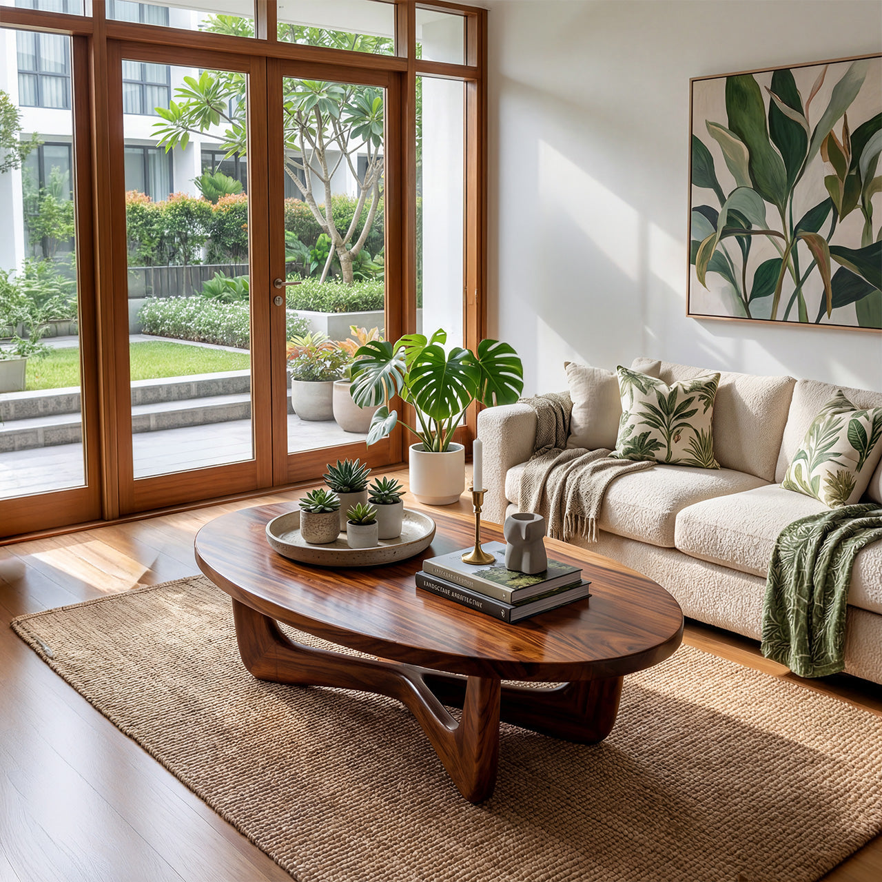 Organic Oval Coffee Table With Floating Sculptural Base - view 7 of 8