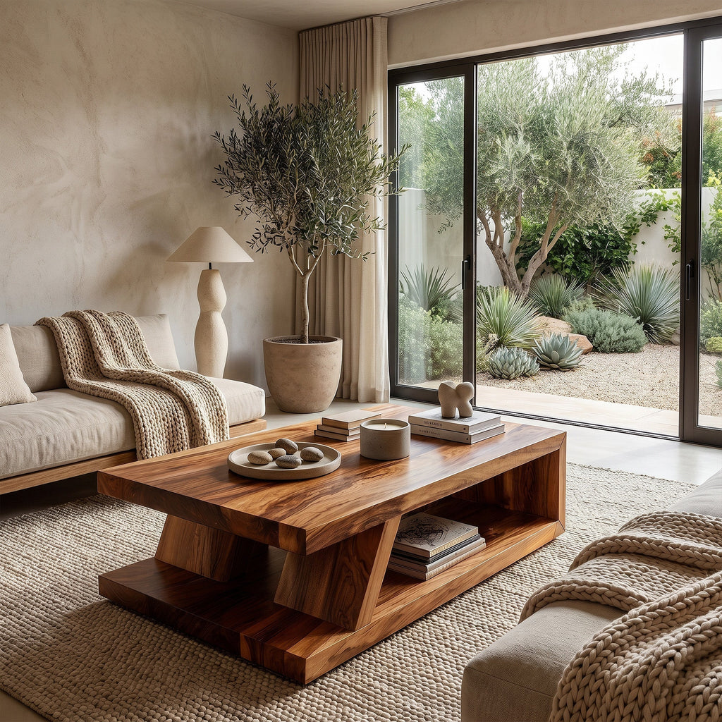 Modern Solid Wood Coffee Table With Open Shelf - view 7 of 8
