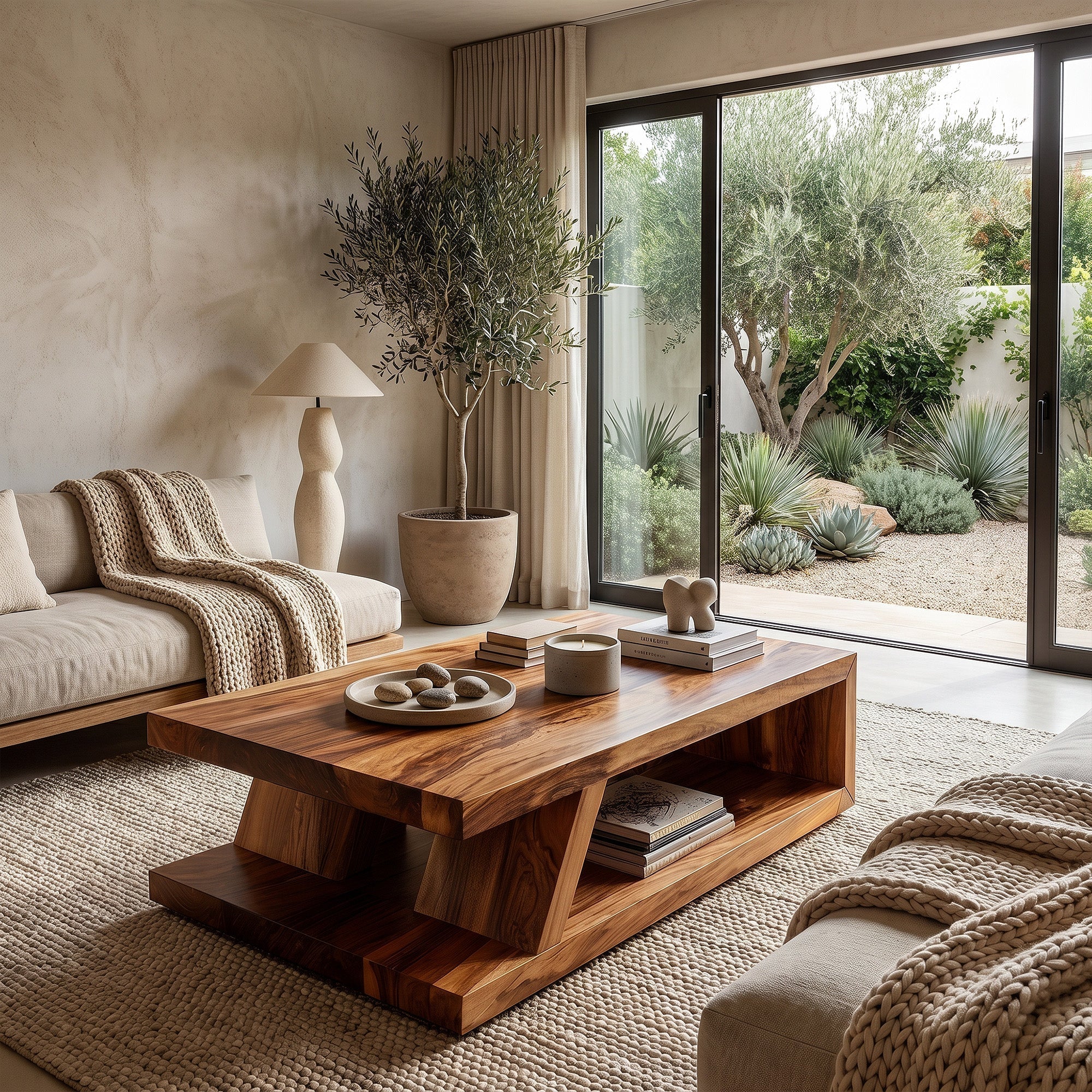 Modern Solid Wood Coffee Table With Open Shelf - view 7 of 8