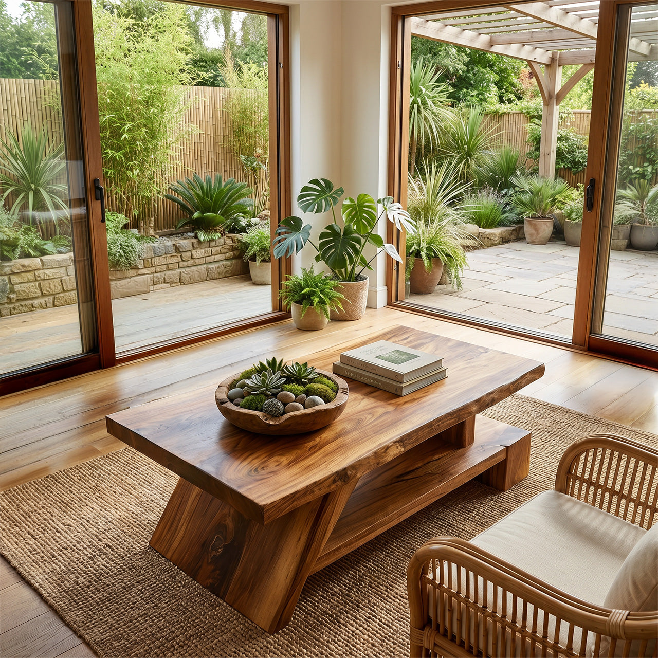 Angled Solid Wood Coffee Table With Open Shelf - view 7 of 8