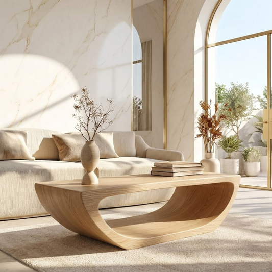 Modern Sculptural Coffee Table with Open Base, Minimalist Living Room Accent Table - view 1 of 7