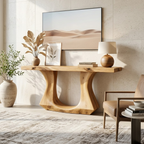 Solid Wood Console Table with Sculptural Curved Base, Modern Art Design - view 1 of 7