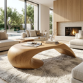 Modern Wooden Coffee Table with Sculptural Curved Design - view 1 of 7