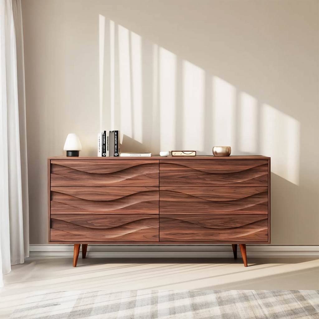Modern Carved Wave Front Sideboard For Entryway Living Room - view 6 of 8