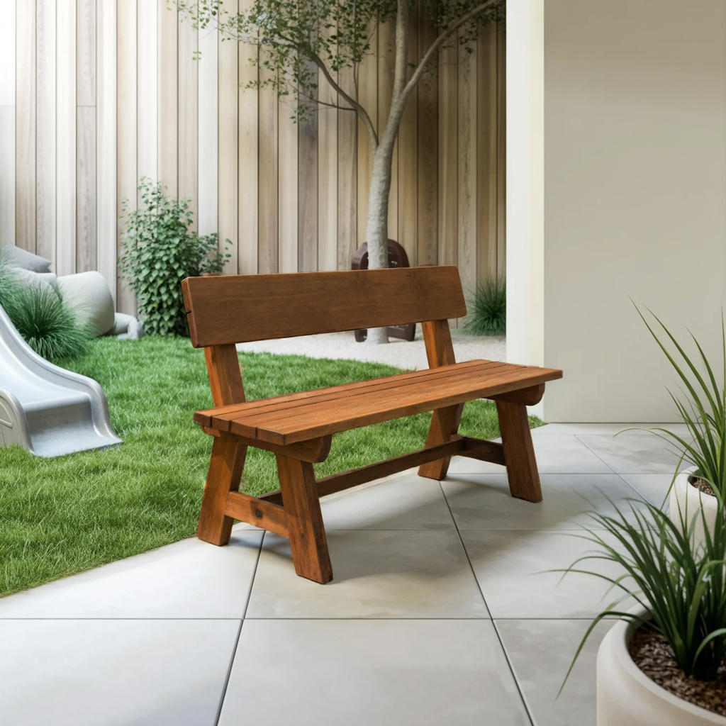 Rustic Garden Bench With Backrest For Patio Or Porch - view 6 of 8