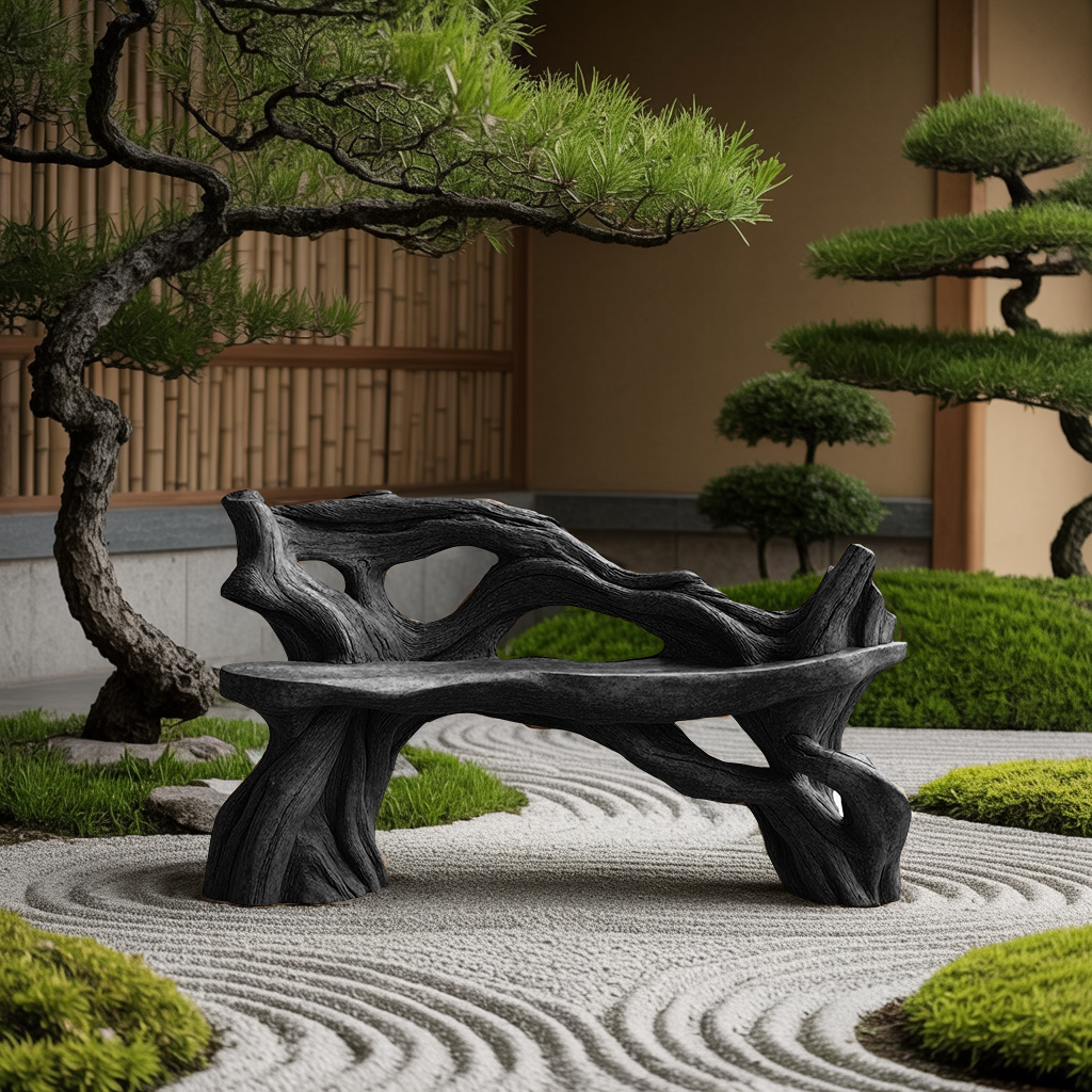 Handcrafted Branch Bench Outdoor Decor For Hand Carved Gardens - view 4 of 8