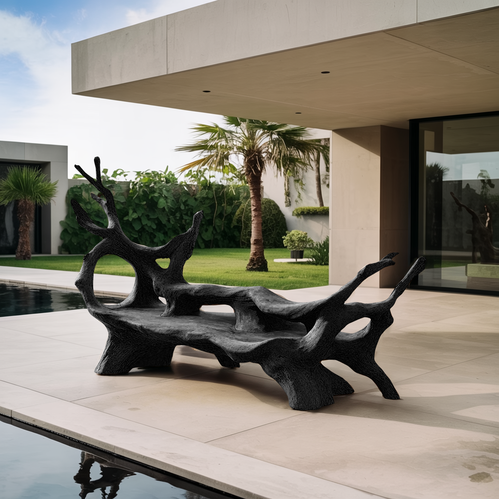 Mid Century Branch Bench For Retro Patio Ambiances - view 4 of 8