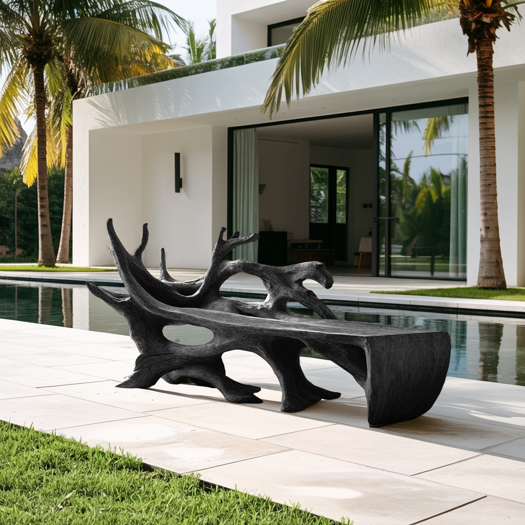 Farmhouse Wooden Bench Outdoor Seating For Classic Porches - view 4 of 8
