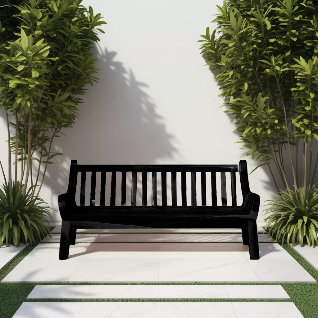 Contemporary Outdoor Wooden Bench With Curved Armrests For Garden Or Porch - view 4 of 8