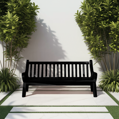 Contemporary Outdoor Wooden Bench With Curved Armrests For Garden Or Porch - view 4 of 8
