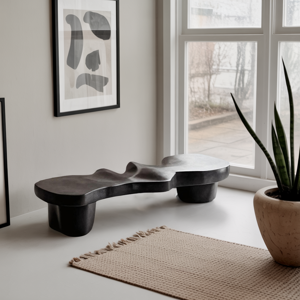 Contemporary Sculptural Wood Bench For Modern Living Room Or Gallery - view 4 of 8