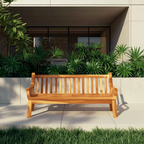 Contemporary Outdoor Wooden Bench With Curved Armrests For Garden Or Porch - view 6 of 8