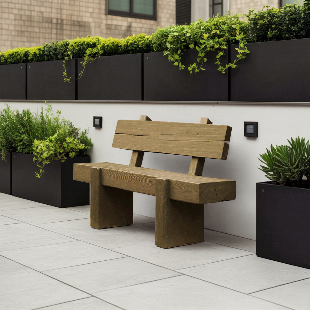Modern Solid Wood Outdoor Bench With Charred Finish For Garden Or Patio - view 5 of 8