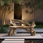 Handcrafted Branch Bench Outdoor Decor For Hand Carved Gardens - view 5 of 8
