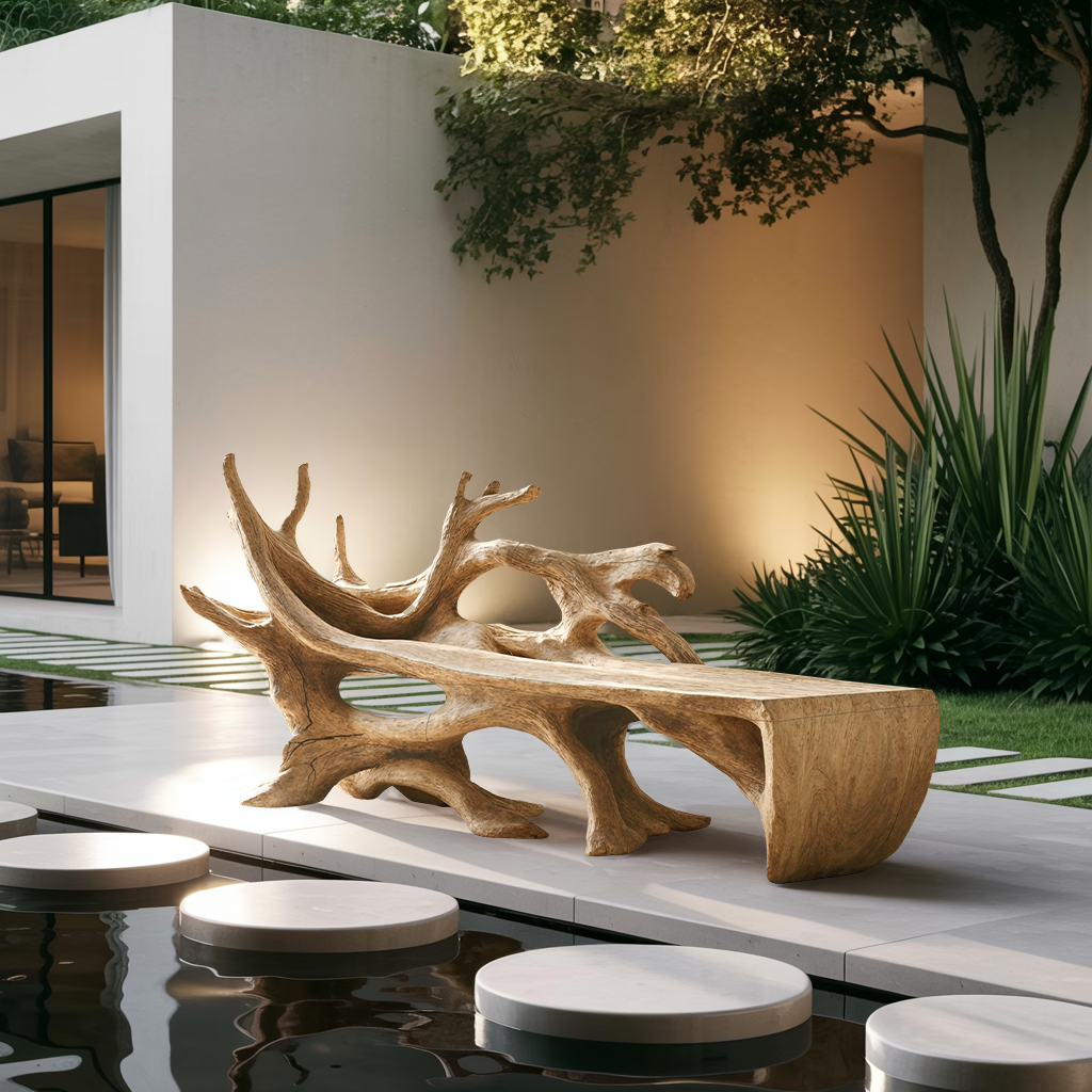 Farmhouse Wooden Bench Outdoor Seating For Classic Porches - view 5 of 8