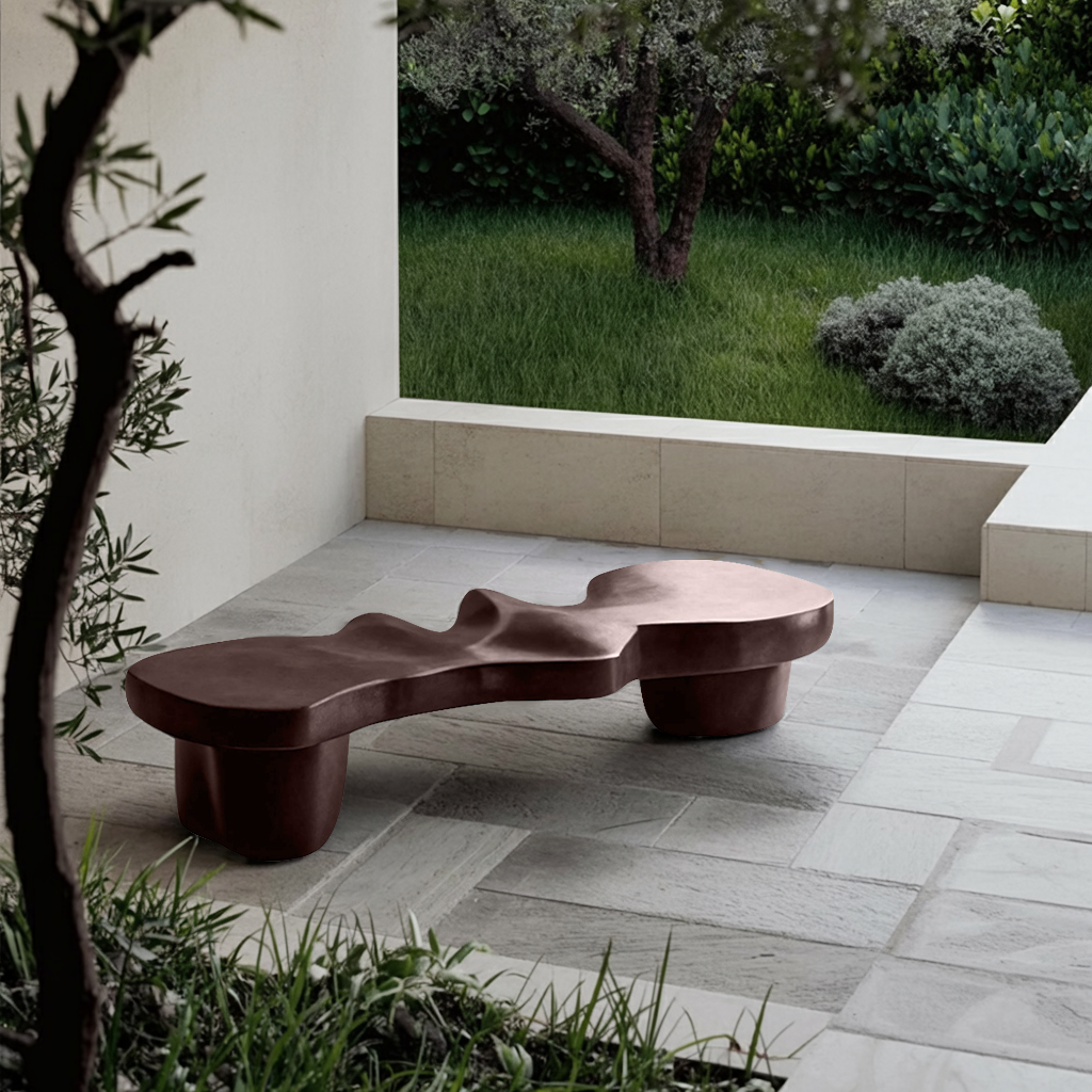 Contemporary Sculptural Wood Bench For Modern Living Room Or Gallery - view 7 of 8