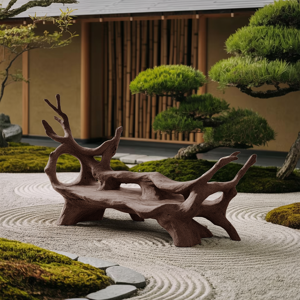 Mid Century Branch Bench For Retro Patio Ambiances - view 7 of 8