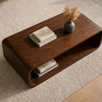 Solid Wood Coffee Table with Open Shelf – Modern Low Coffee Table for Living Room - view 3 of 10
