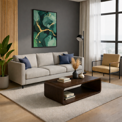 Solid Wood Coffee Table with Open Shelf – Modern Low Coffee Table for Living Room - view 6 of 10