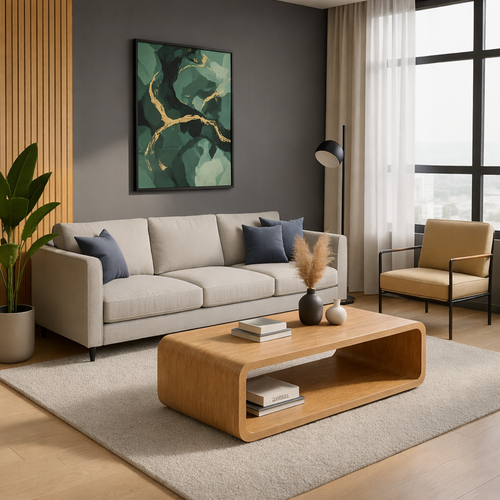 Solid Wood Coffee Table with Open Shelf – Modern Low Coffee Table for Living Room - view 1 of 10