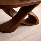 Modern Solid Wood Coffee Table with Sculptural Curved Base – Handmade Living Room Table - view 3 of 10