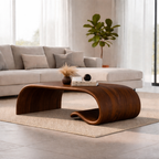 Solid Wood Sculptural Coffee Table with Curved Wave Base – Modern Organic Coffee Table - view 1 of 11