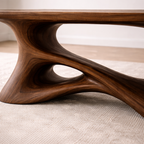 Solid Wood Sculptural Coffee Table with Organic Curved Base – Modern Rustic Coffee Table - view 2 of 13