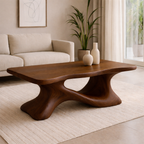 Solid Wood Sculptural Coffee Table with Organic Curved Base – Modern Living Room Table - view 6 of 11