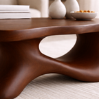 Solid Wood Sculptural Coffee Table with Organic Curved Base – Modern Living Room Table - view 2 of 11